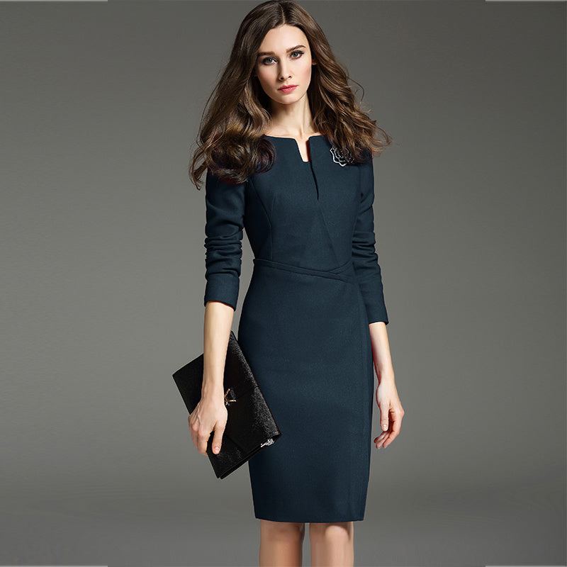 Intellectual Mid-sleeve Red Dress Women