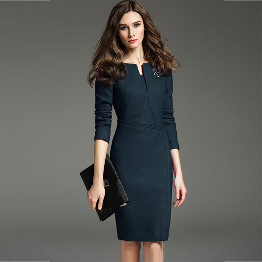 Intellectual Mid-sleeve Red Dress Women